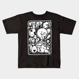 Lots of Little Ghosts - White Outlined Version Kids T-Shirt